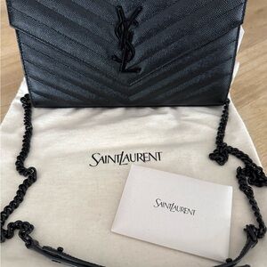 Saint Laurent Black Chevron Crossbody Bag